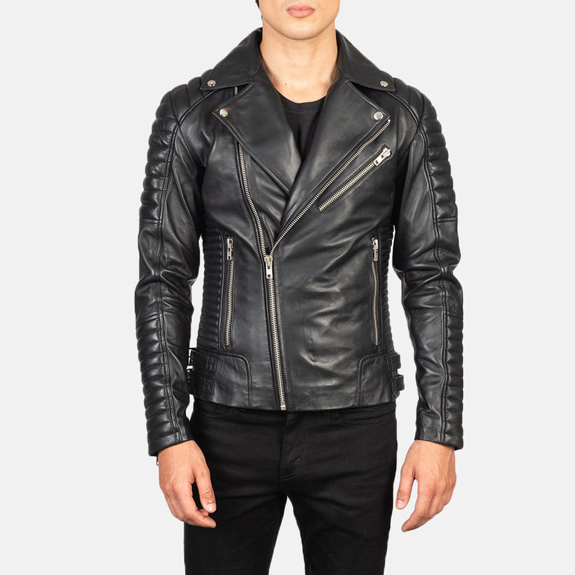 Armand Verde Chaqueta Biker de Cuero para Hombre