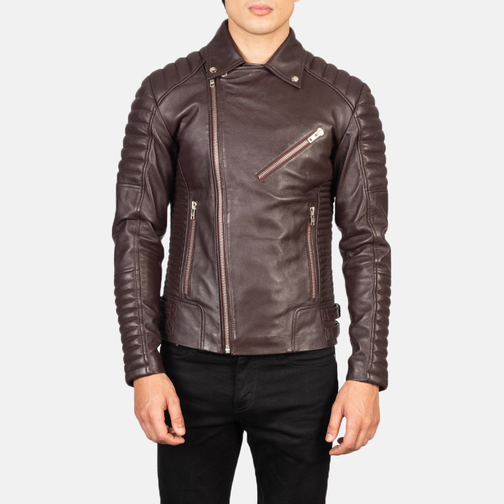 Armand Verde Chaqueta Biker de Cuero para Hombre – Vista alternativa del producto 4