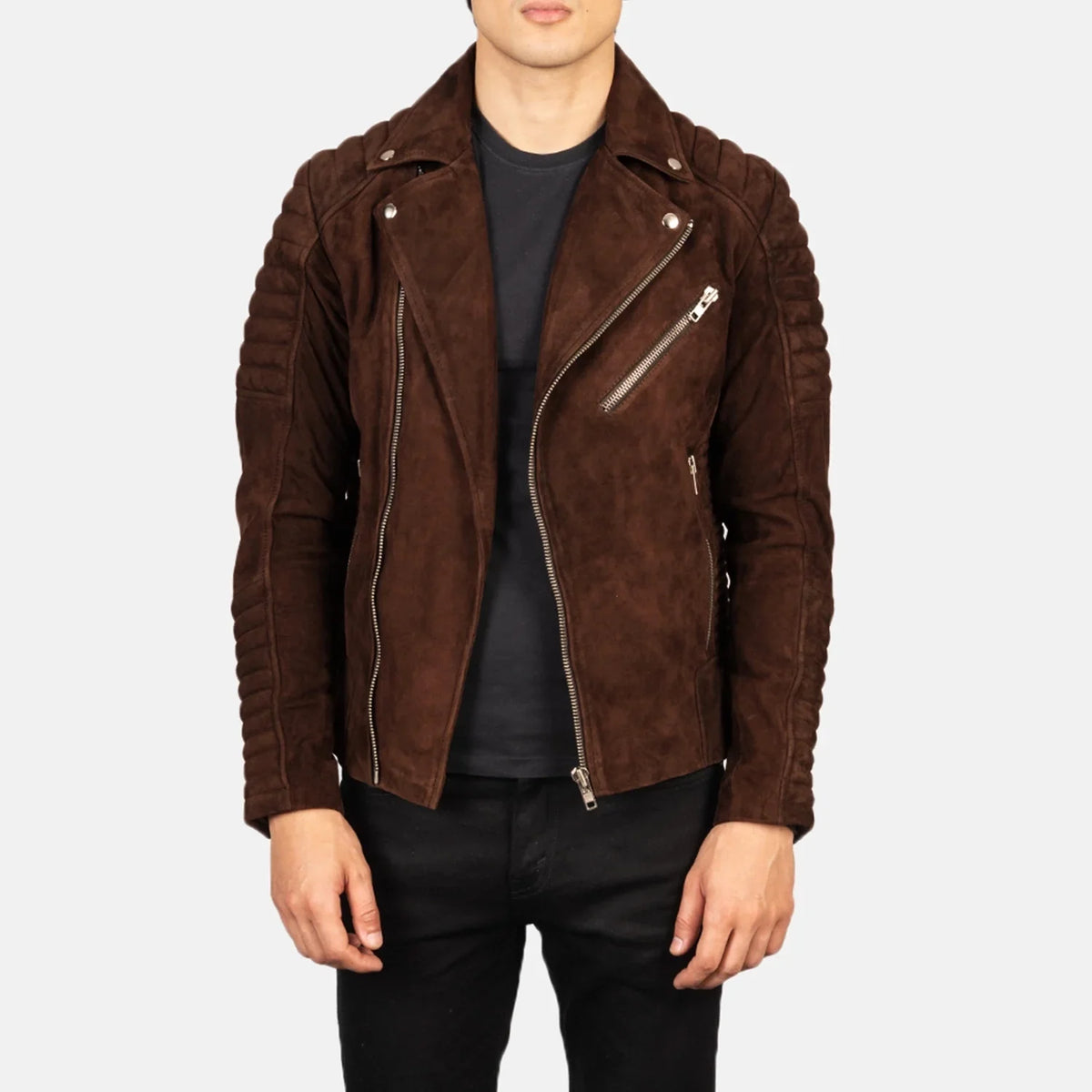 Armand Verde Chaqueta Biker de Cuero para Hombre – Vista alternativa del producto 1
