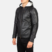 Black Sheepskin Leather Bomber Jacket - Vista trasera con ajuste entallado en hombros y bajo impecable