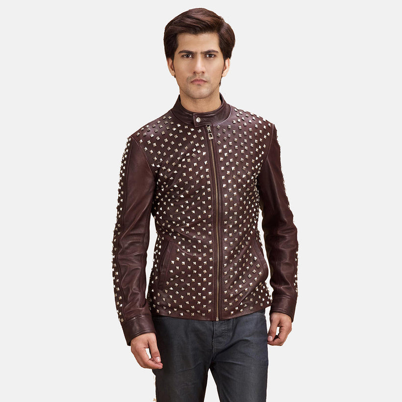 Blix Bono Granate Chaqueta Biker de Cuero para Hombre