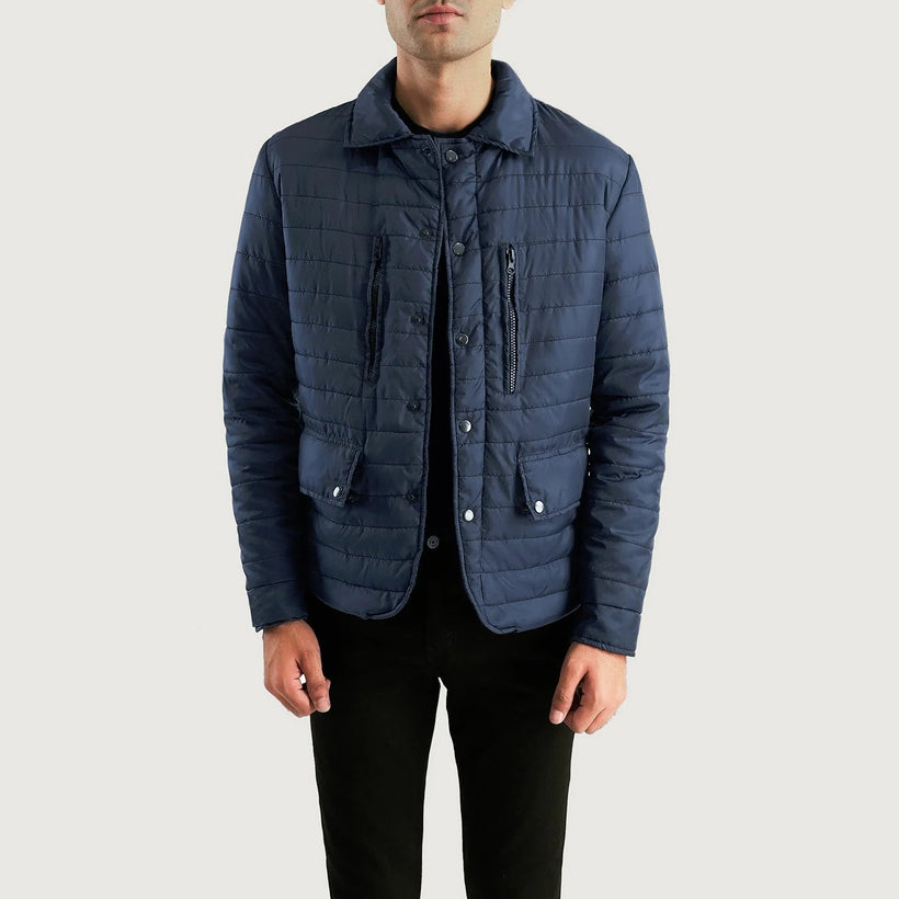 Bo Quilt Windbreaker Chaqueta de Cuero para Hombre