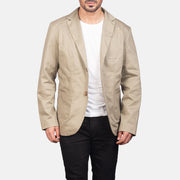 Borges Beige Blazer de Cuero para Hombre in Beige Poly-Cotton - Vista frontal y silueta a medida | Comprar online