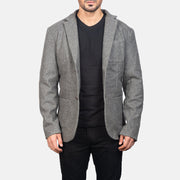 Men's Grey Wool Blazer in Grey Synthetic Wool - Vista frontal y silueta a medida | Comprar online