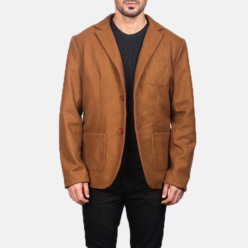 Borges Khaki Wool Blazer de Cuero para Hombre