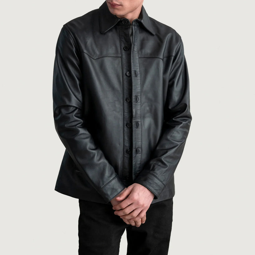 Bronco Negro Leather Shirt para Hombre