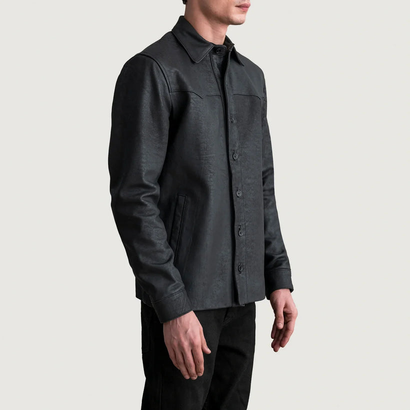 Bronco Tumbled Negro Leather Shirt para Hombre