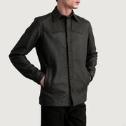
Bronco Tumbled Marrón Leather Shirt para Hombre - Vista lateral mostrando el corte ergonómico de mangas