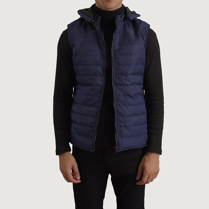 Carlo Azul Hooded Puffer Vest para Hombre