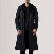 
Charlton Negro Leather Single Breasted Abrigo de Cuero para Hombre For Men in Black Sheepskin Leather - Vista frontal y silueta entallada | Comprar online