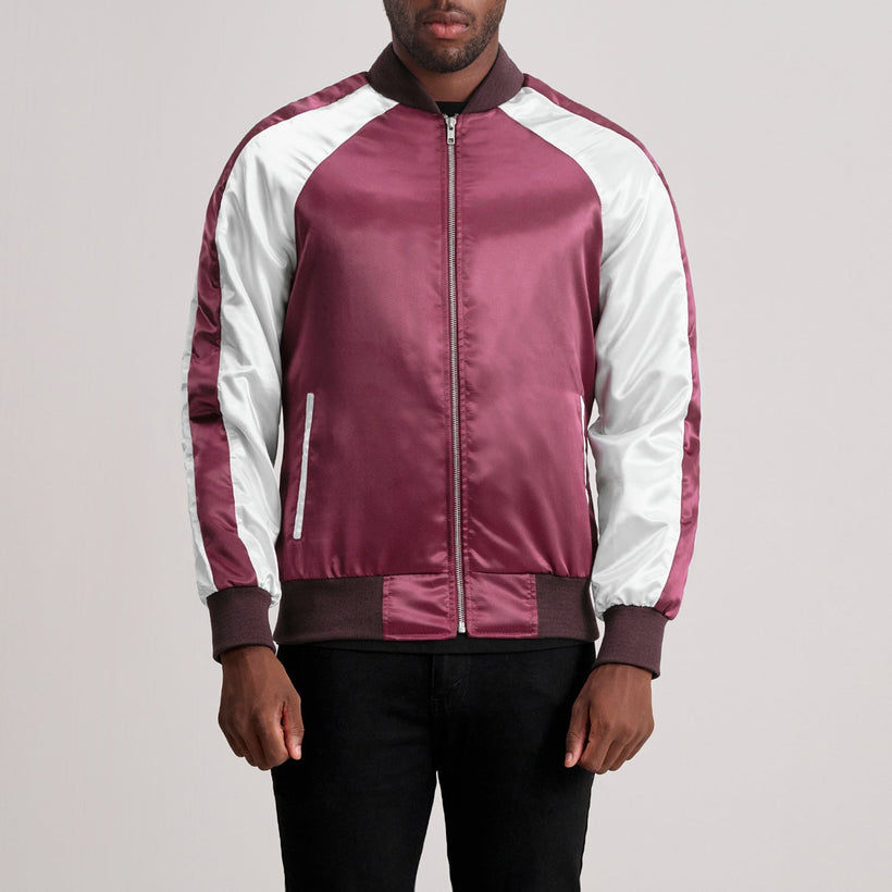 Clarke Granate Varsity Chaqueta de Cuero para Hombre
