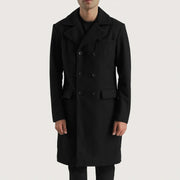 
Claud Black Wool Double Breasted Coat in Black Synthetic Wool - Vista frontal y silueta entallada | Comprar online