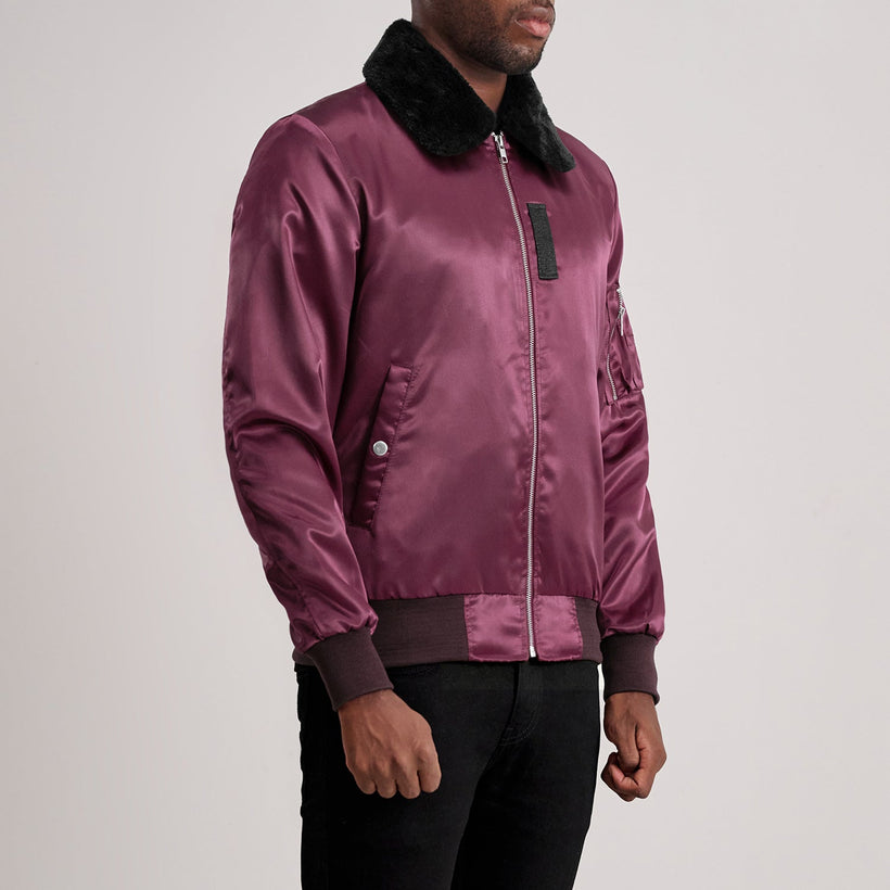 Clyde B-15 Granate Chaqueta Bomber de Cuero para Hombre