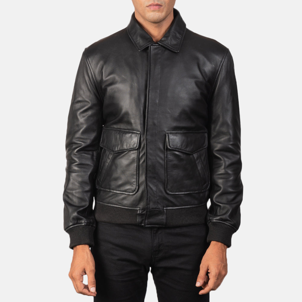 Detalle de cerca of Shirt &amp; Zipper with Button Flap Hardware on Men's Coffmen Brown Suede A2 Bomber Jacket