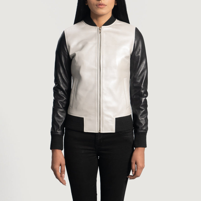 Cole Silver Chaqueta Bomber de Cuero para Mujer