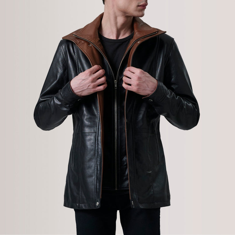 Connor Abrigo de Cuero para Hombre