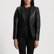 Black Sheepskin leather Blazer - Vista trasera con ajuste entallado en hombros y bajo impecable