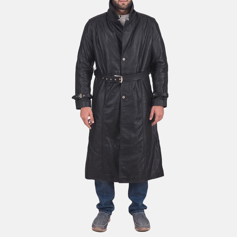 Daniel Negro Gabardina Trench de Cuero para Hombre