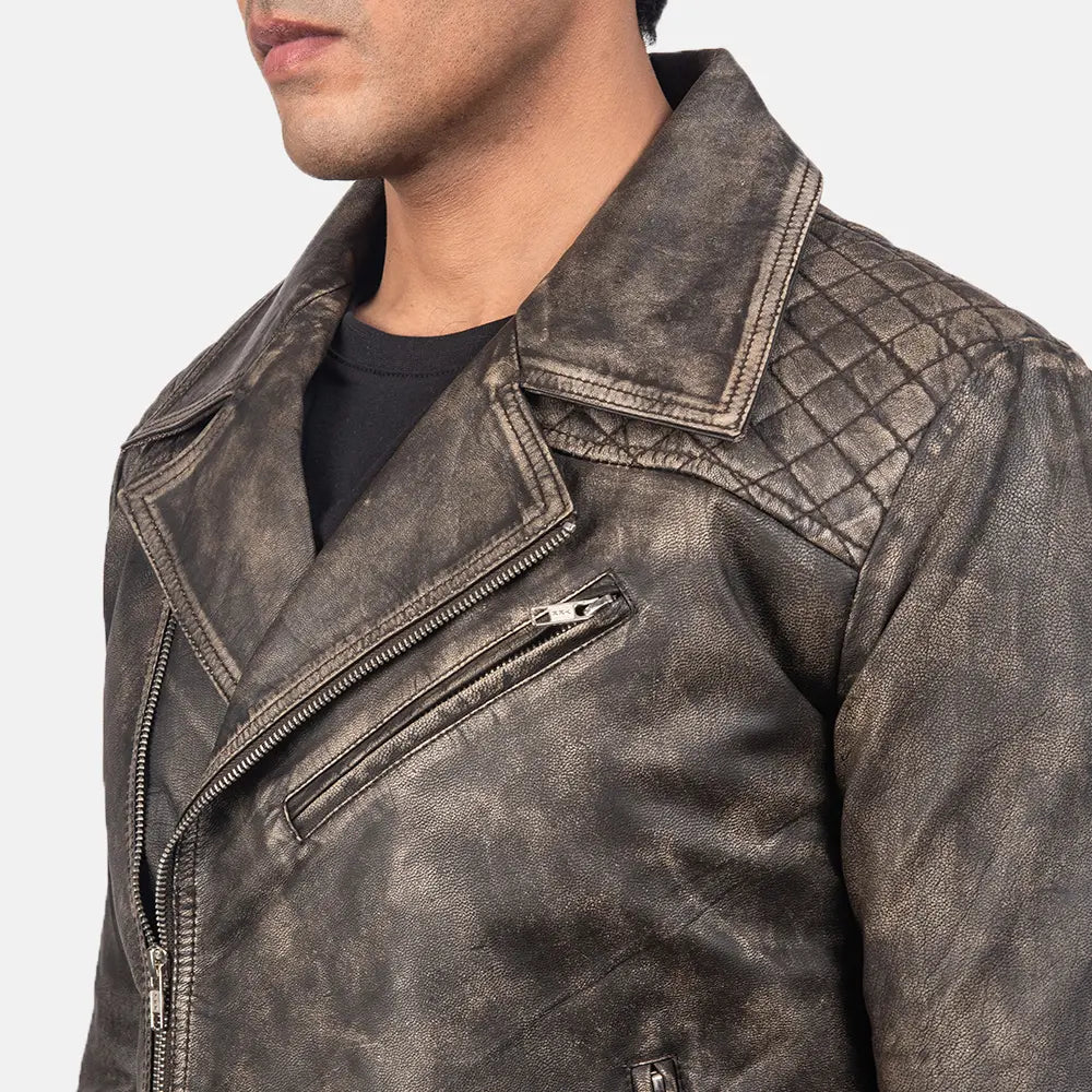 Danny Acolchado Chaqueta Biker de Cuero para Hombre – Vista alternativa del producto 5