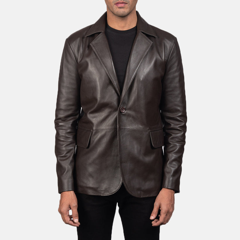 Daron Marrón Blazer de Cuero de Cuero para Hombre
