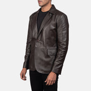 Brown Sheepskin leather Blazer - Vista trasera con ajuste entallado en hombros y bajo impecable