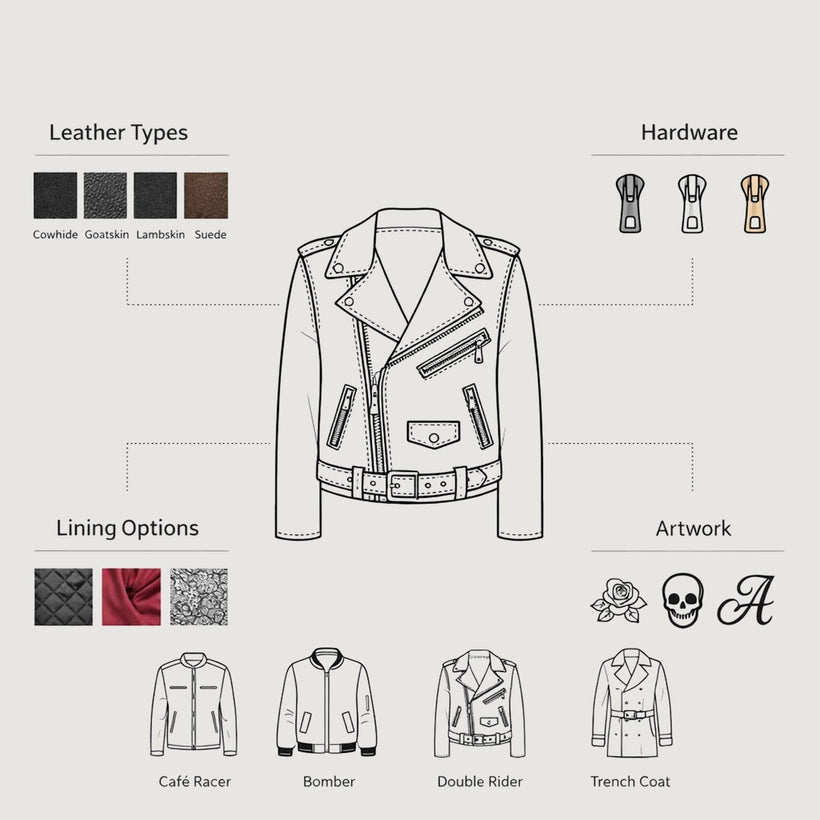 Design Your Own Chaqueta de Cuero para Hombre