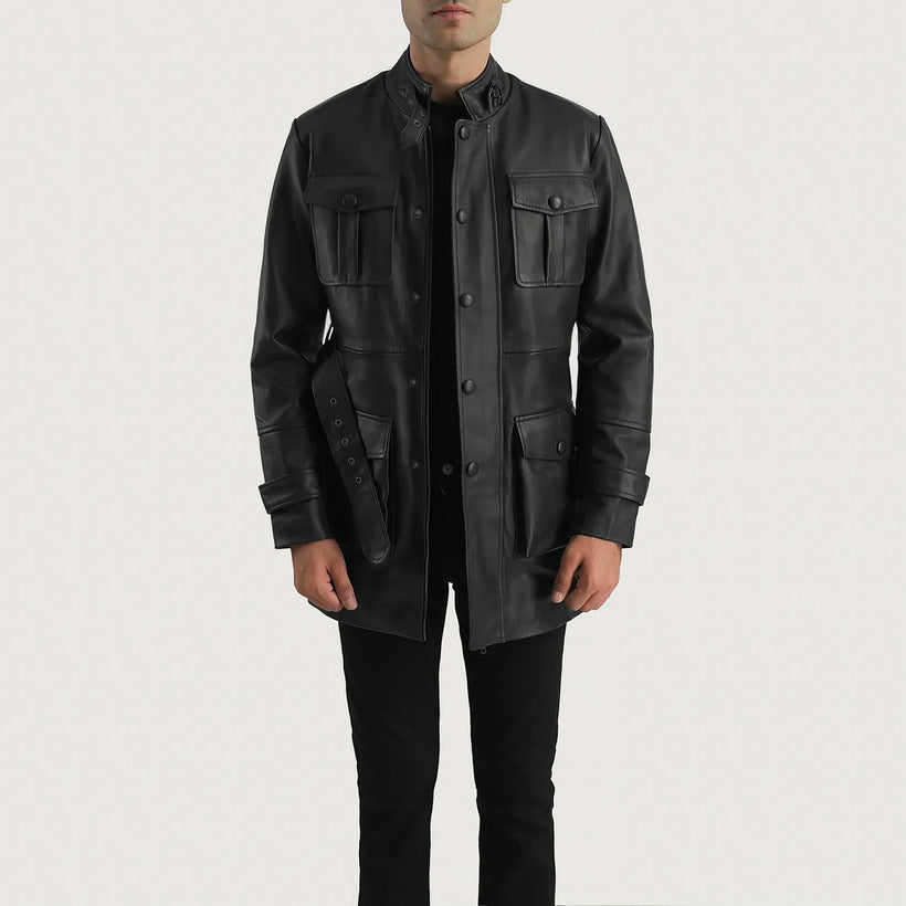 Dolf Negro Chaqueta de Cuero para Hombre