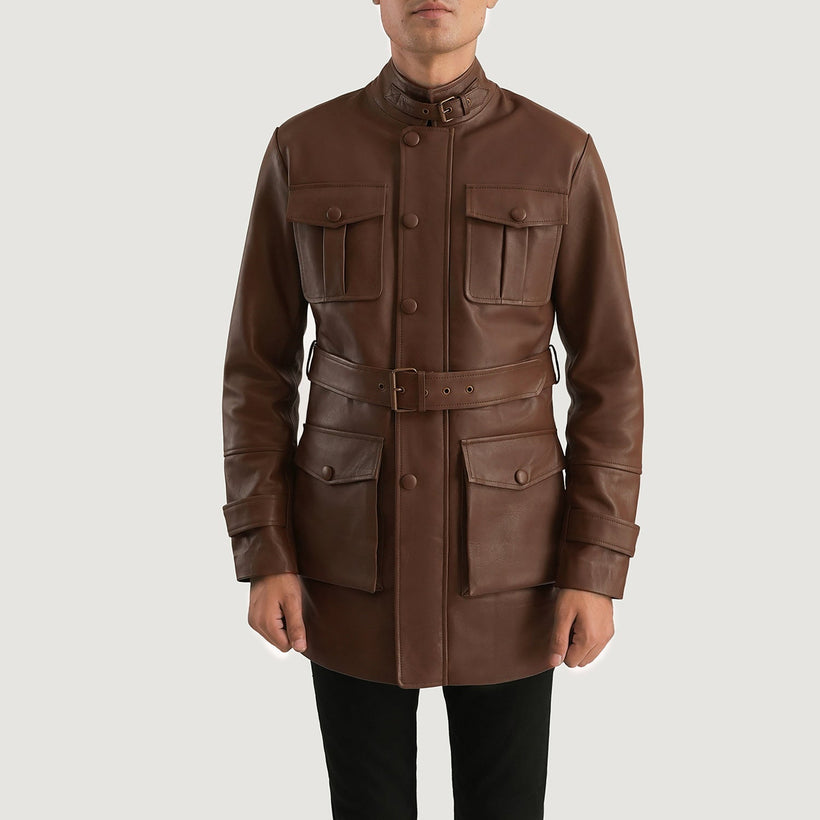 Dolf Marrón Chaqueta de Cuero para Hombre