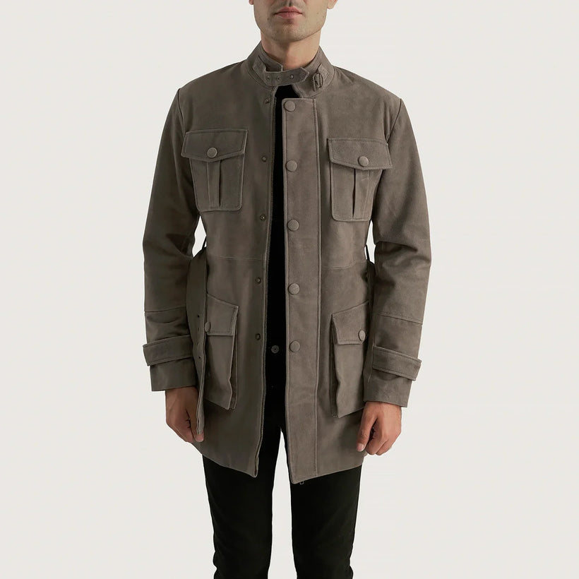 Dolf Gris Chaqueta de Gamuza para Hombre