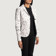 White Sheepskin Dip &amp;Amp; Dye Leather Blazer - Vista trasera con ajuste entallado en hombros y bajo impecable