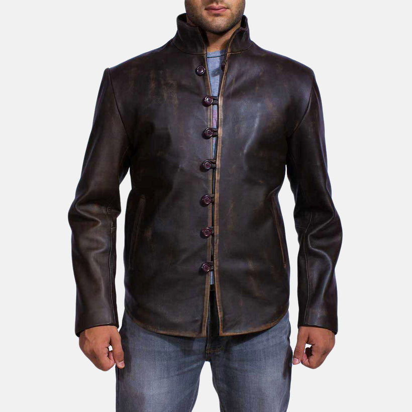 Drakeshire Marrón Chaqueta de Cuero para Hombre
