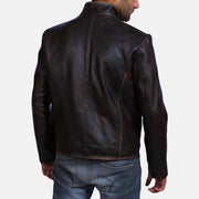 
Vista de detalle of Band & Button Hardware on Drakeshire Marrón Chaqueta de Cuero para Hombre