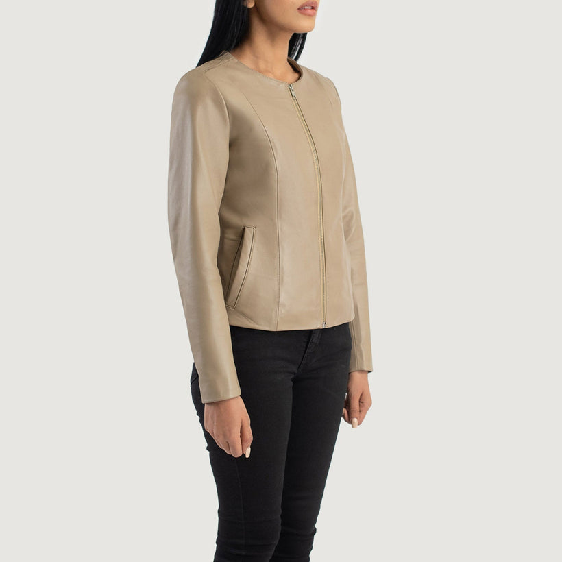 Elixir Collarless Chaqueta de Cuero para Mujer