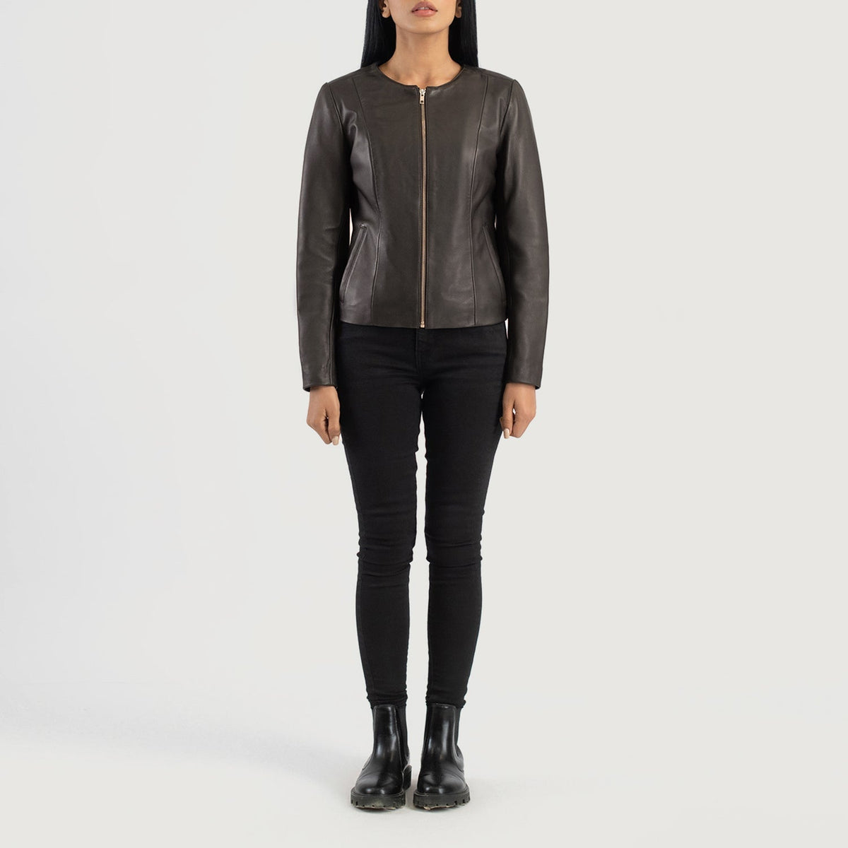 Elixir Collarless Chaqueta de Cuero para Mujer – Vista alternativa del producto 3
