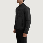 Black Full-Grain Leather Winter Jacket - Vista trasera con ajuste entallado en hombros y bajo impecable