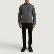 Elliot Gris Lightweight Chaqueta de Cuero para Hombre - Vista de perfil lateral con corte ergonómico de manga