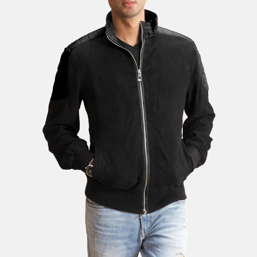 Ethan Hybrid Suede Chaqueta Bomber de Cuero para Hombre