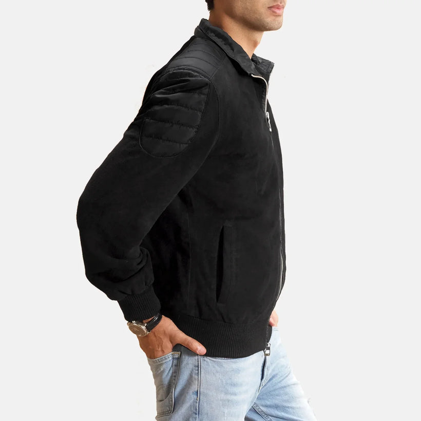 Ethan Hybrid Suede Chaqueta Bomber de Cuero para Hombre