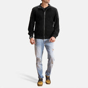 Men's Ethan Hybrid Suede Cazadora Bomber de Cuero para Hombre - Vista de perfil lateral con corte ergonómico de manga