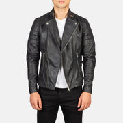 Men's Faisor Mocha Suede Biker Jacket in Mocha Brown Goatskin Suede - Vista frontal y silueta a medida | Comprar online