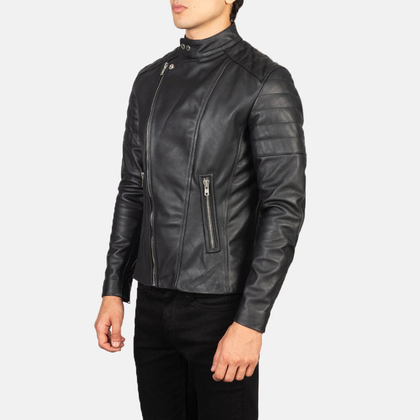 Faisor Moca Chaqueta Biker de Cuero para Hombre