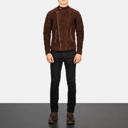 Faisor Mocha Chaqueta Biker de Cuero para Hombre – Vista alternativa del producto 3