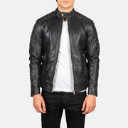 Men's Fernando Quilted Brown Suede Biker Jacket in Brown Goatskin Suede - Vista frontal y silueta a medida | Comprar online