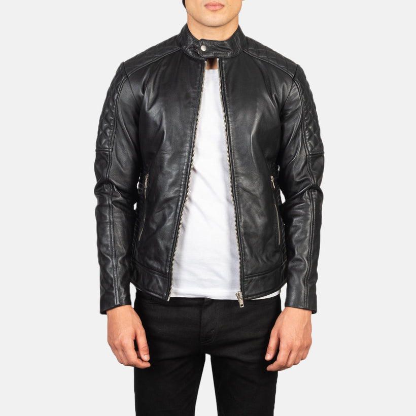 Fernando Acolchado Chaqueta Biker de Cuero para Hombre