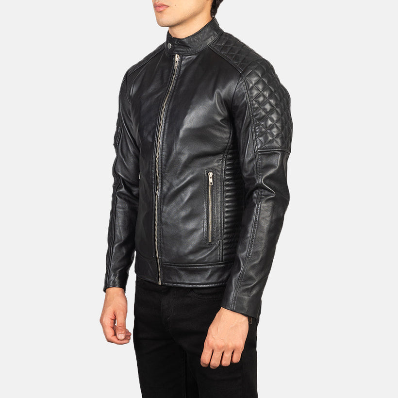Fernando Acolchado Chaqueta Biker de Cuero para Hombre
