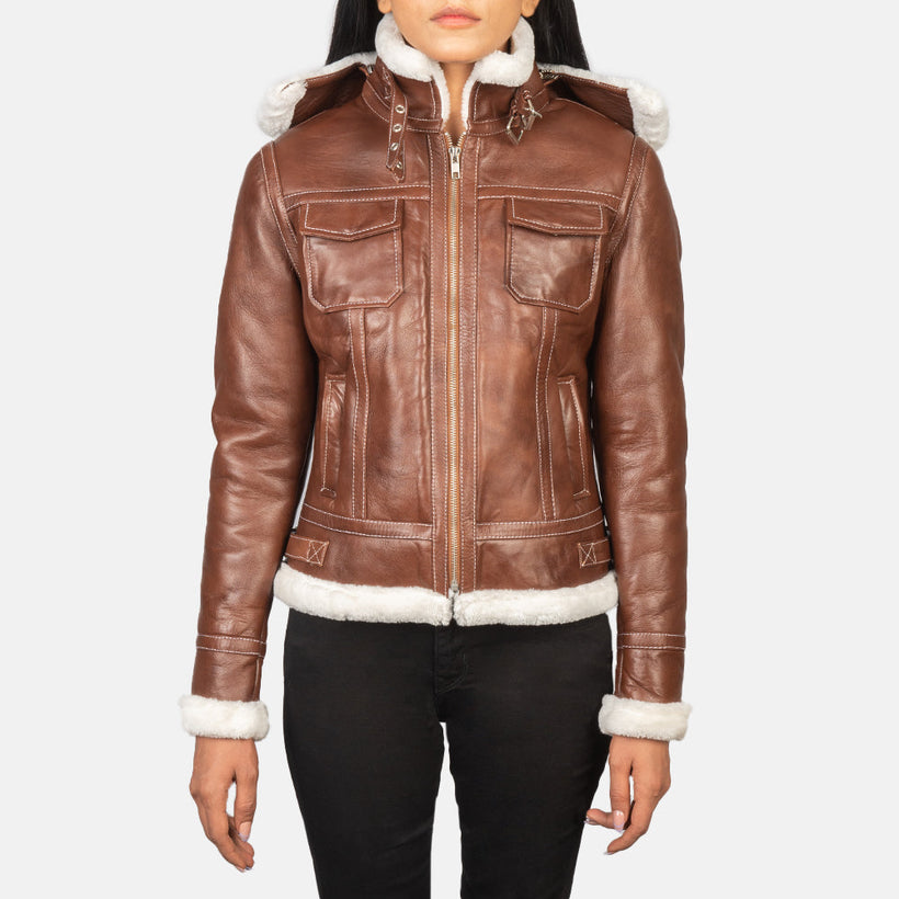 Fiona Hooded Chaqueta de Doble Faz Shearling para Mujer
