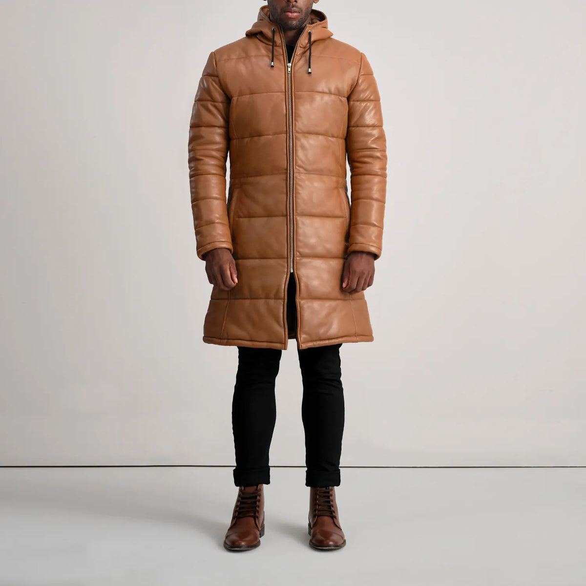 
Floyd Abrigo de Cuero Tostado Puffer Chaqueta de Cuero para Hombre – alternate product view 3