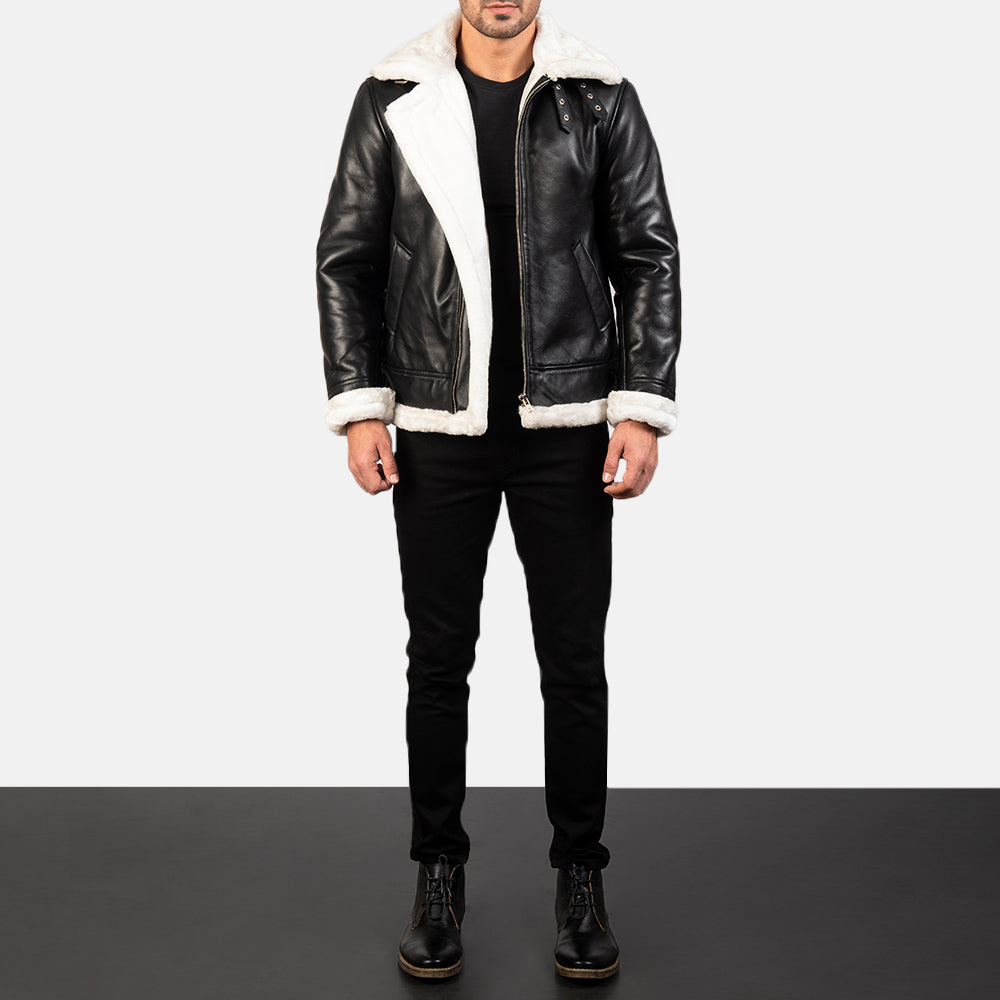 Francis B-3 Negro Cazadora Bomber de Cuero para Hombre – Vista alternativa del producto 3