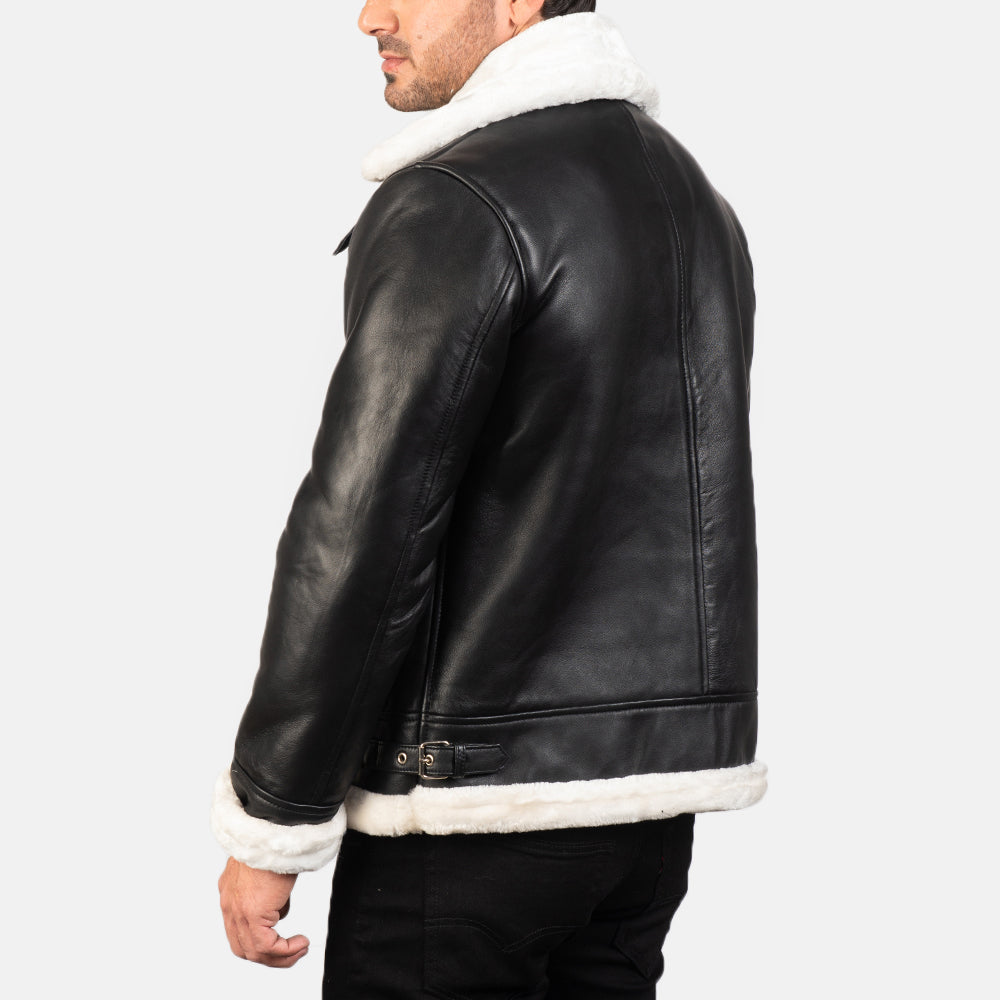 Francis B-3 Negro Cazadora Bomber de Cuero para Hombre – Vista alternativa del producto 5