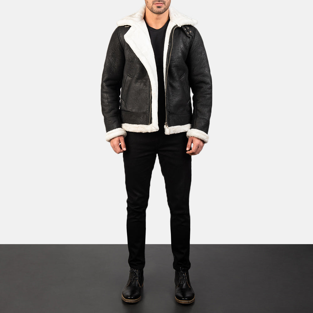 Francis B-3 Negro Cazadora Bomber de Cuero para Hombre – Vista alternativa del producto 3